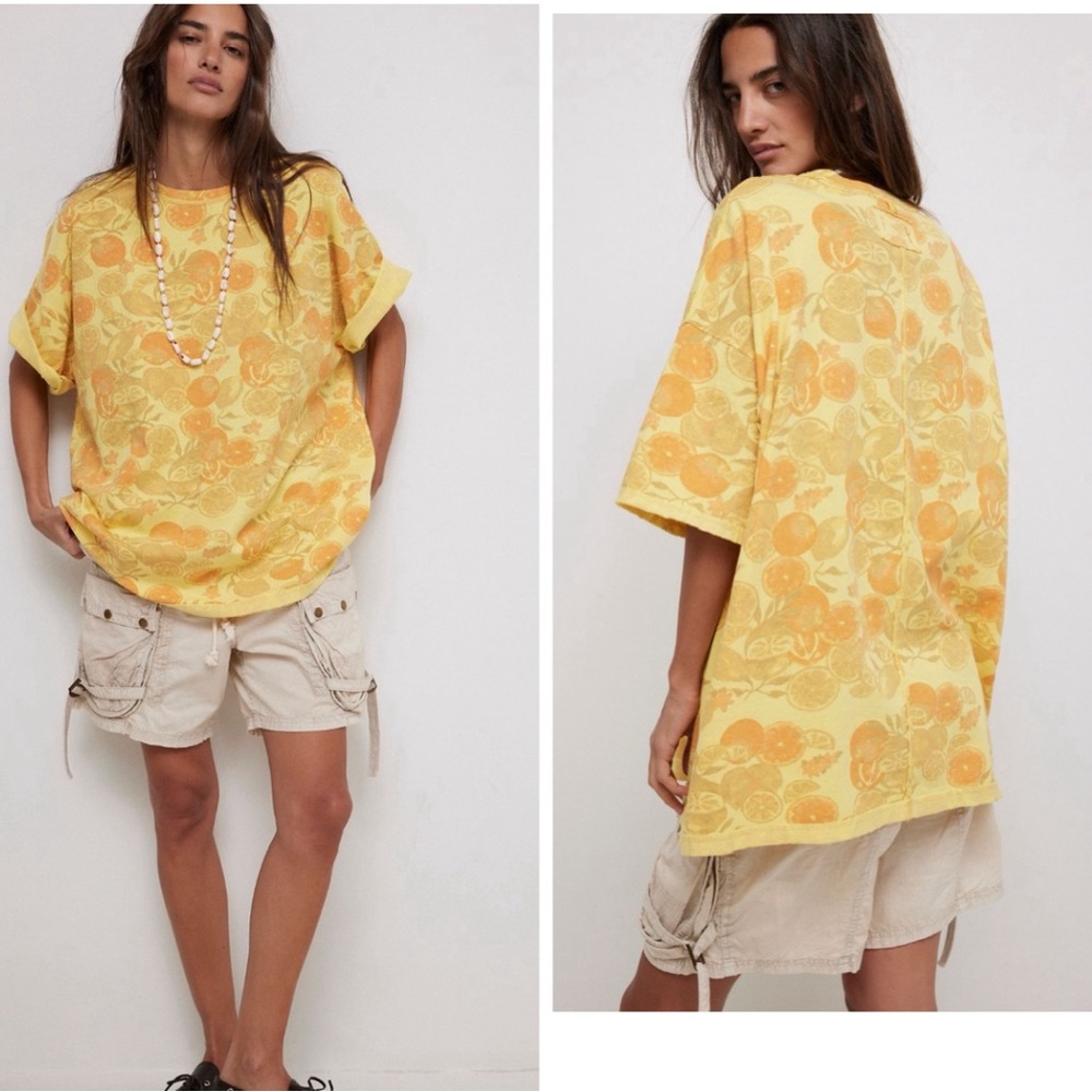 We The Free Printed Devon Tee. Color Citrus Combo.